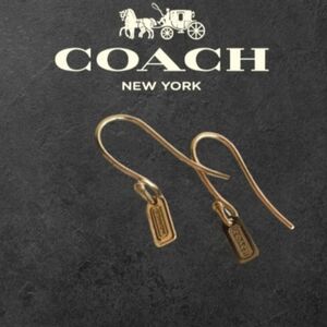 Coach Gold Tag Drop Earrings